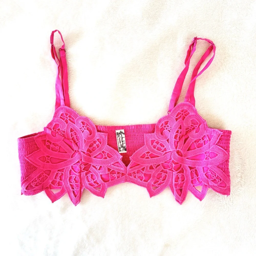 NWOT Free People Intimately Bali Soleil Bralette Cropped Top in Punch